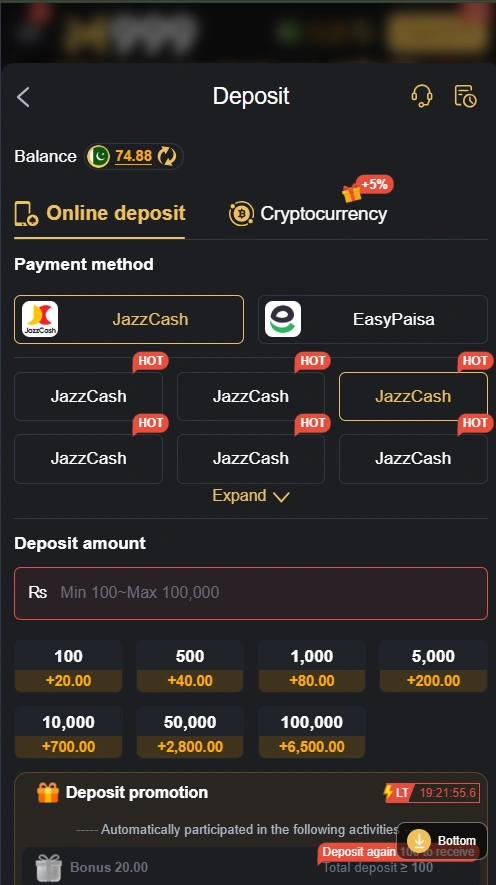 M999 Game deposit