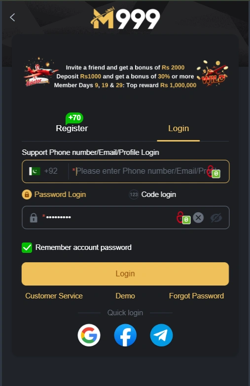 M999 Game Login
